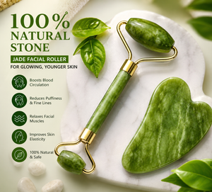 Premium Jade Gua Sha & Facial Roller Set – Natural Stone Skincare Tool