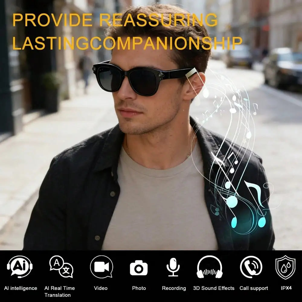 AI Smart Glasses With Camera – Bluetooth Music & Calls