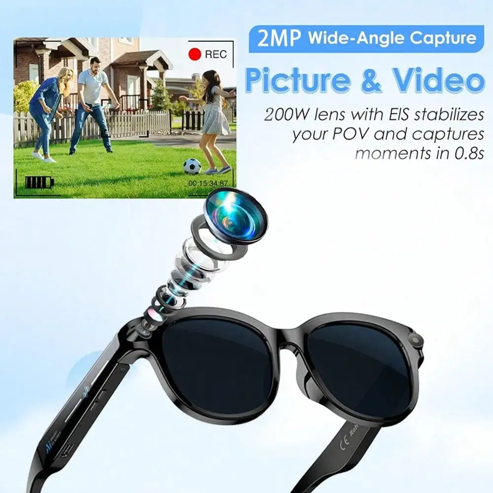 AI Smart Glasses With Camera – Bluetooth Music & Calls