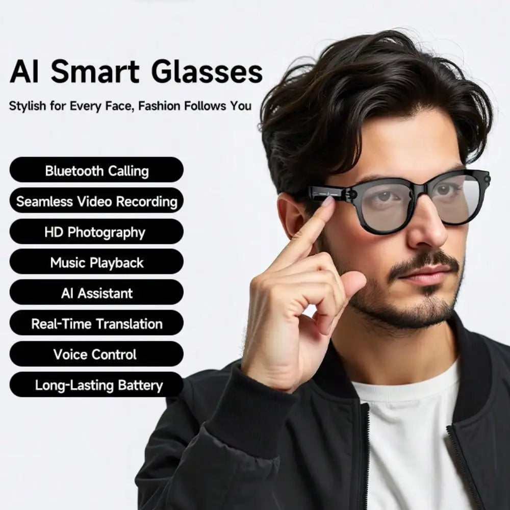 AI Smart Glasses With Camera – Bluetooth Music & Calls