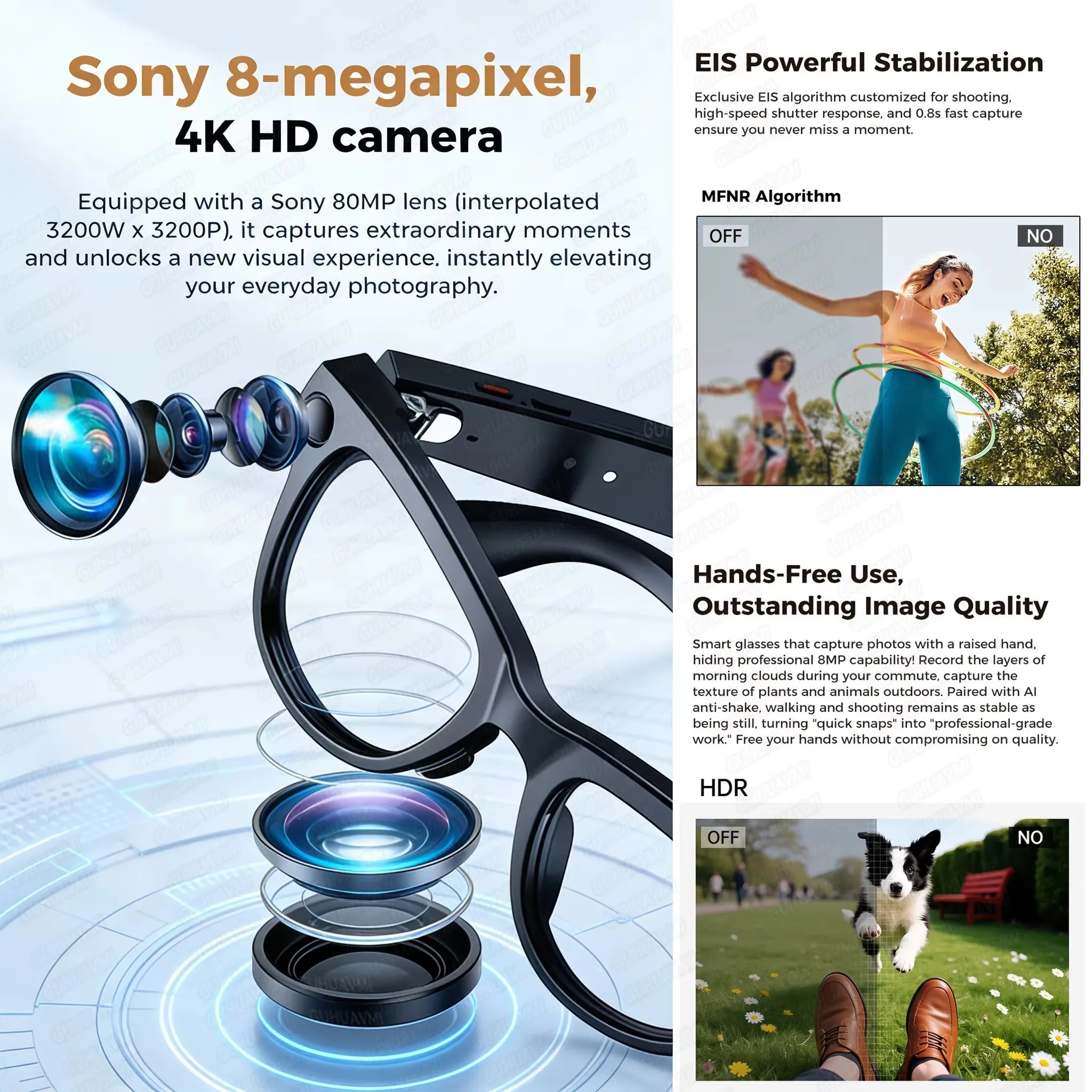 AI Smart Glasses with Camera – 32GB, Translator & Audio