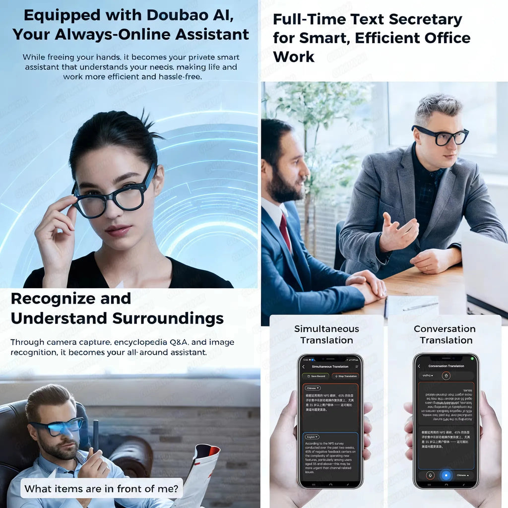 AI Smart Glasses with Camera – 32GB, Translator & Audio