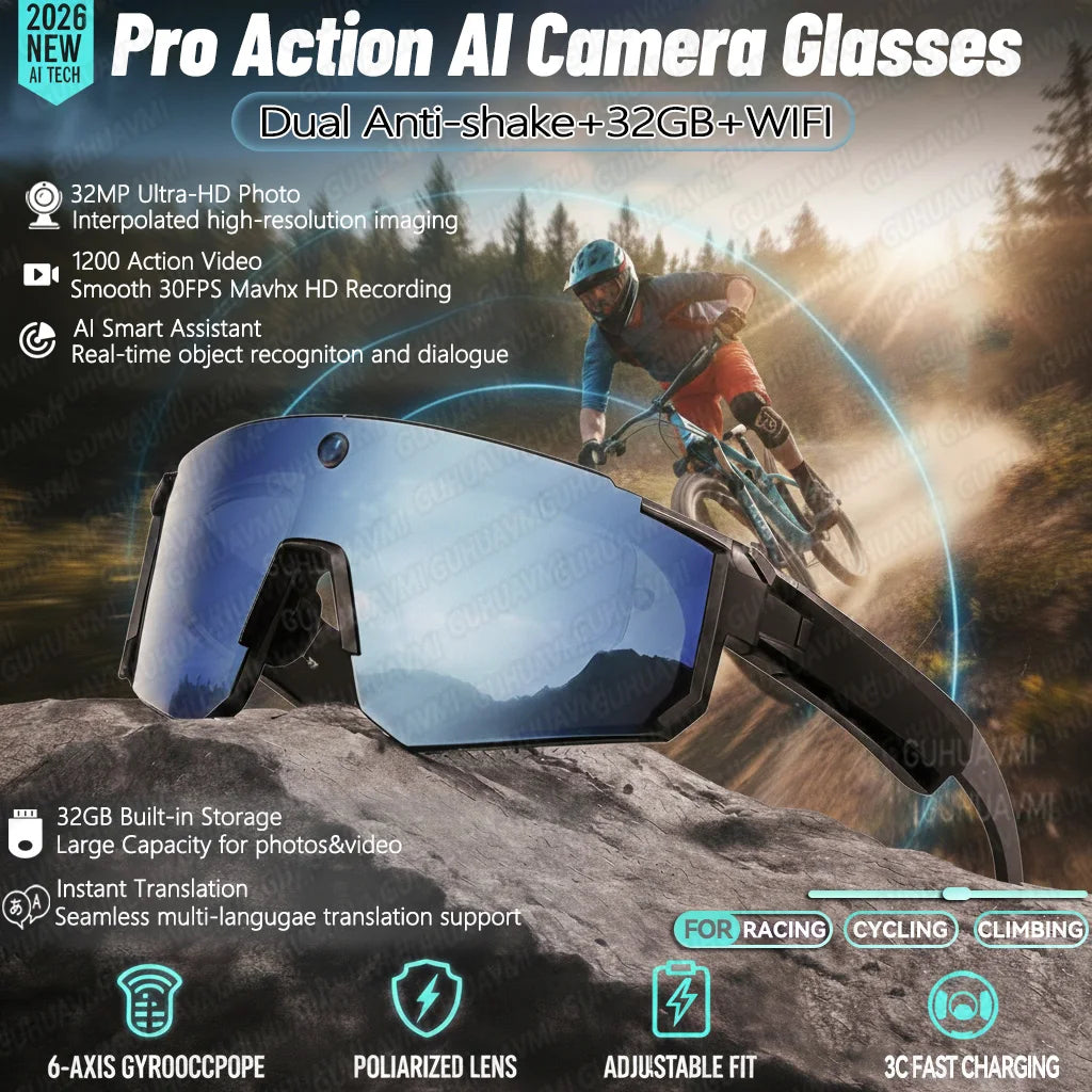 AI Camera Smart Glasses With 8MP HD Video & WiFi