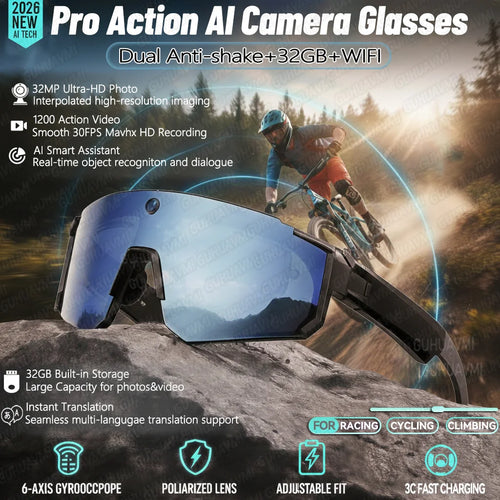 AI Camera Smart Glasses With 8MP HD Video & WiFi