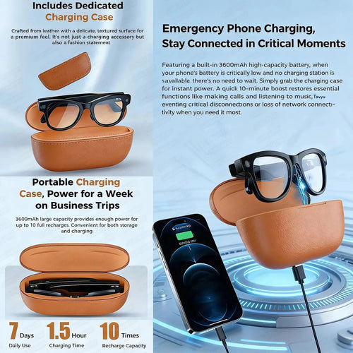 AI Smart Glasses with Camera – 32GB, Translator & Audio