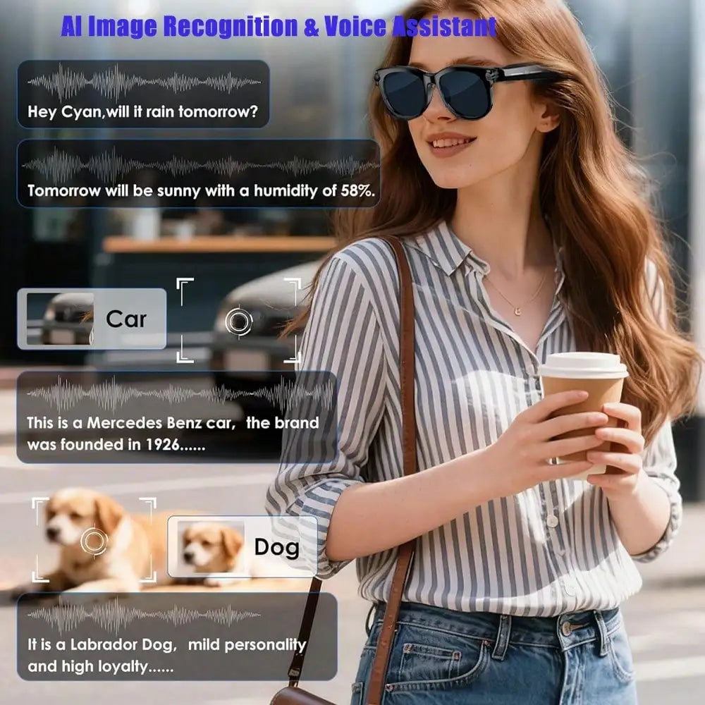AI Smart Glasses With Camera – Bluetooth Music & Calls